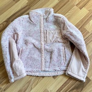 The North Face pink sweater, Girls size Large Pink